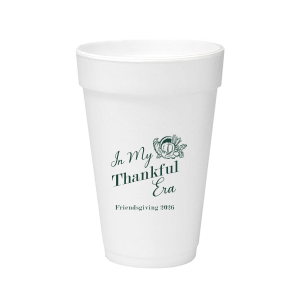 Show off your good graces with the In My Thankful Era Cup. Featuring a classic cornucopia design, this cup is easy to customize into a stylish accessory appropriate for any family holiday dinner. 