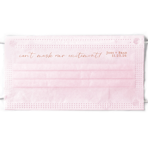 ForYourParty's personalized Pink Disposable Face Mask with Shiny Black Foil will look fabulous with your unique touch. Your guests will agree!