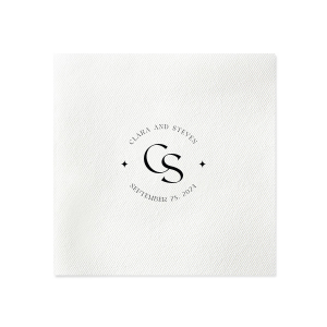 Embrace the essence of matrimonial elegance with the Nuptial Arch Initials Napkin, featuring the couple's names and wedding date in a minimal and pristine design, arched gracefully over their shared initials. A timeless touch for your wedding day decor.