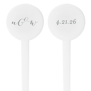Stir up elegance with the Calligraphy Initials Stirrer, featuring a couple's initials in refined calligraphy, joined by a swirling ampersand. The flip side's date adds a bespoke twist, elevating cocktails with a dash of personalized panache.