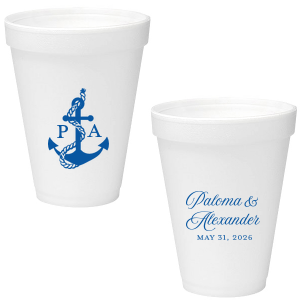 The Sailboat Nautical Nuptial Cup makes a splendid addition to toasting on the coast! Featuring a two-sided design, the anchor graphic makes for great maritime or coastal themed events. Customize the opposing side's text to convey your own heartfelt message! 