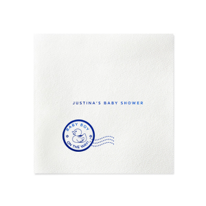 Personalize this baby shower napkin today! Featuring an adorable duck stamp picture, you can add the baby or mother to be's name. 