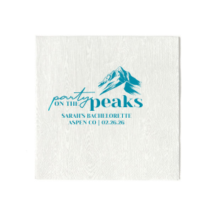 The Party on the Peaks Napkin is perfectly fabulous for destination bachelorette parties and more! Printed on the napkin style and foil color of your choice, the stylish napking is easy to customize with your important event details. 
