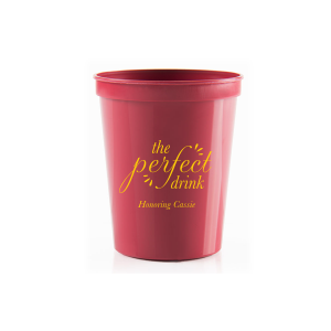 The ever-popular Maroon 16 oz Stadium Cup with Matte Pastel Pink Ink Cup Ink Colors can be personalized to match your party's exact theme and tempo.