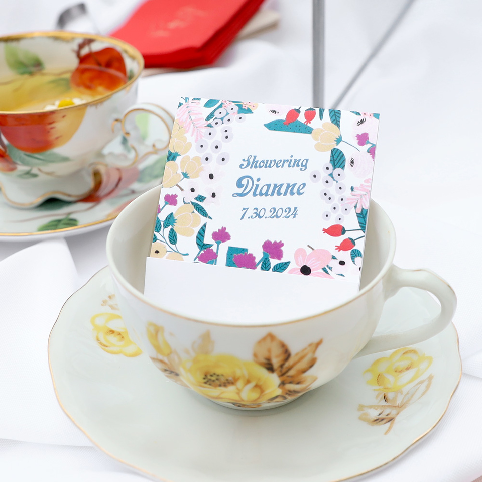 Hand Drawn Floral Photo Tea Favor