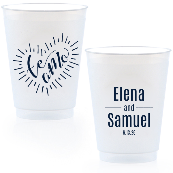 Our beautiful custom Matte Navy Ink 16 oz Frost Flex Cup with Matte Navy Ink Print Color has a Te Amo graphic and is good for use in Words themed parties and will make your guests swoon. Personalize your party's theme today.