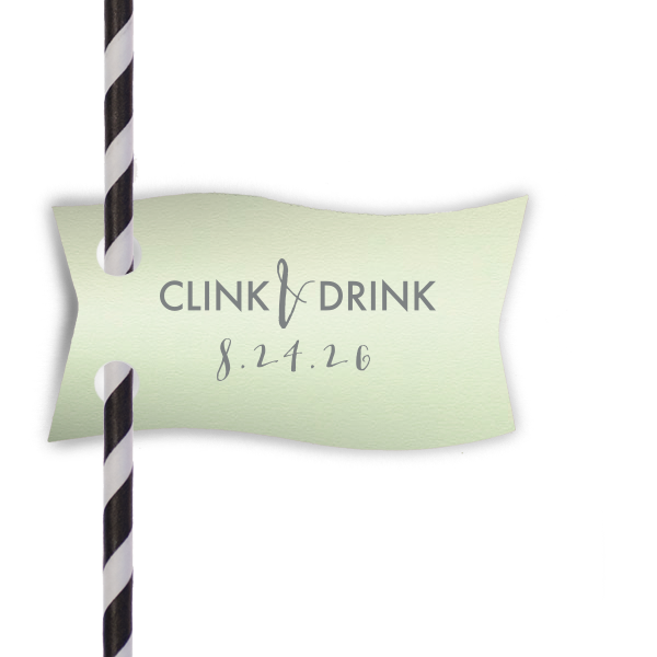 Jazz up your drinks with the Clink & Drink Straw Tag, blending celebration with elegance. The playful ampersand and customizable date make each sip an invitation to toast and enjoy the festivities.