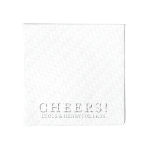 Raise glasses and spirits with our Cheers Embossed Napkin! The popular design is perfect for a wide variety of special occasions, from wedding parties to graduation celebrations. Fully customizable with your choice of color, size and style, create the perfect product for your party today.