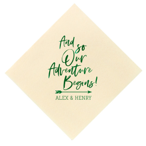 ForYourParty's personalized Sand Cocktail Napkin with Shiny Leaf Foil has a Arrow graphic and is good for use in Engagement, Wedding, and Milestone themed parties and will add that special attention to detail that cannot be overlooked.