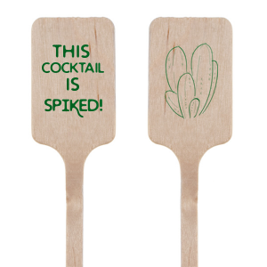 Liven up your libations with the Cactus Spiked Stir Stick, where a cheeky 'This cocktail is spiked!' meets a sharp cactus graphic. This pun-intended stirrer injects a dash of desert humor into every beverage, stirring up smiles with every swirl.