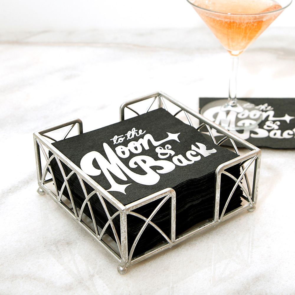 Black and silver party napkin