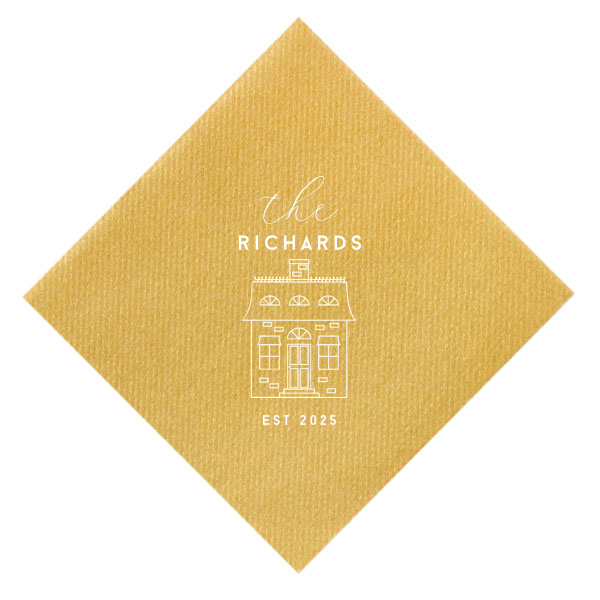 Custom French Blue Guest Hand Towel with Matte White Foil has a Single House Outline graphic and is good for use in Home themed parties and will make your guests swoon. Personalize your party's theme today.