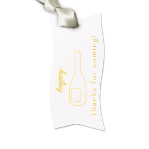 Express your gratitude in style with the Minimal Bridal Shower Chic Bottle Tag, showcasing a sleek line drawing of a wine bottle. To the left, personalize with the bride-to-be's name in a contemporary script, and to the right, the simple yet elegant "thanks for coming" in a clean sans serif. The perfect finishing touch for your chic and modern bridal shower favors.