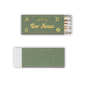 Ignite the spirit of Greek Week with our custom 30-strike matchboxes! Personalize with your sorority or fraternity name and school slogan. Ideal for rush events, sorority giveaways, and toga parties. Not just a matchbox, but a statement piece that adds a stylish and functional touch to your event. Light up the room and your school pride!