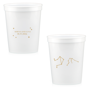 See the stars align with the Written in the Stars Cup. Featuring the astrological signs of Aquarius and Libra as snazzy graphics, this star dazzled cup is well suited for Zodiac themed parties, ensuring everyone's horoscopes is set for a good time.