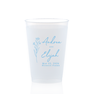 Embrace nature’s charm with the Wildflower Couple Names Wedding Cup, featuring a delicate wildflower stalk alongside the couple’s names in a simple, organic script. Perfect for celebrations that revel in the beauty of the outdoors and natural elegance, this cup subtly includes the event date and location.