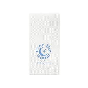 Personalize a celestial baby shower napkin! Featuring a star an moon graphic, you can customize this baby shower napkin with the name of the baby. 