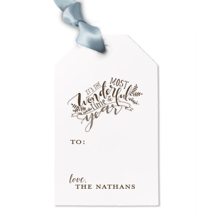 Our custom Poptone Convertible Red Luggage Gift Tag with Satin 18 Kt. Gold Foil has a The Most Wonderful Time graphic and is good for use in Christmas and Holiday themed parties and couldn't be more perfect. It's time to show off your impeccable taste.