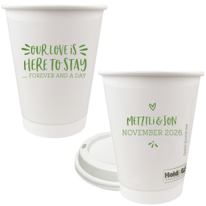 Cheers to endless love! With Here to Stay Wedding Cup, each sip reminds guests that your love isn't just for now, it's "forever and a day." The vibrant quote shouts energy, while your names and date add a sweet touch. Perfect for toasting a love that’s here to stay! 