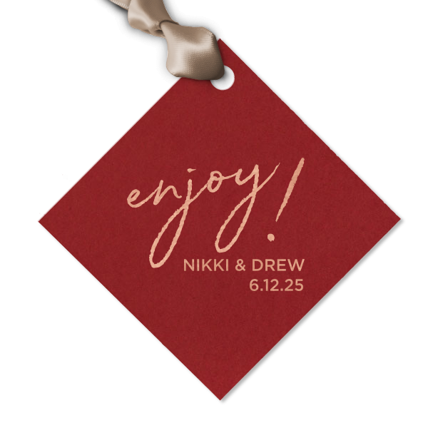 Custom Natural Scarlet Diamond Gift Tag with Shiny Rose Gold Foil can be customized to complement every last detail of your party.