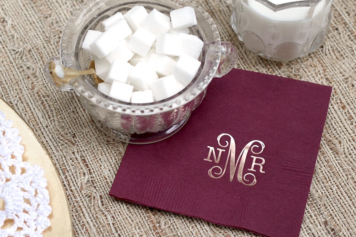 personalized monogrammed cocktail napkin