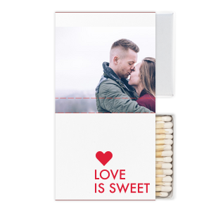 Custom White Lipstick Custom Photo Matchbox with Matte Lipstick Red Ink Digital Print Colors and Matte Fuchsia Ink Digital Print Colors has a Solid Heart graphic and is good for use in Wedding, Hearts, Anniversary themed parties and couldn't be more perfect. It's time to show off your impeccable taste.