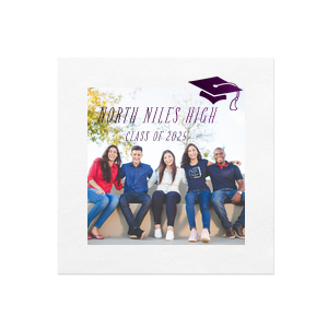 Grad Cap Cocktail Napkin Custom Photo + Foil