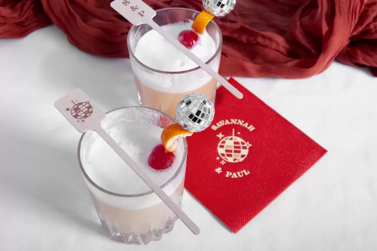 Egg White Whiskey Sour Recipe custom cocktail napkin