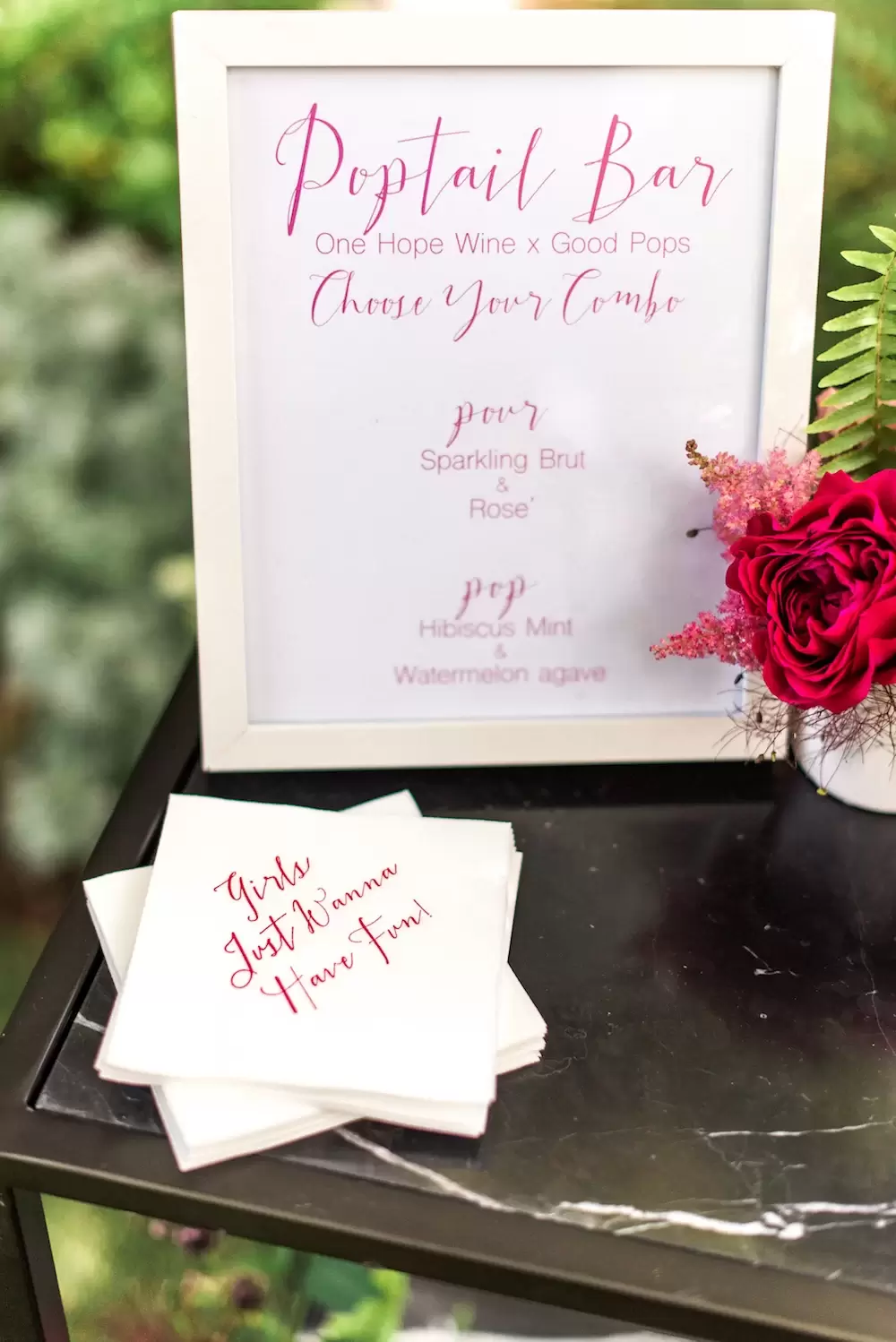 custom cocktail napkins with pink foil for girl baby shower