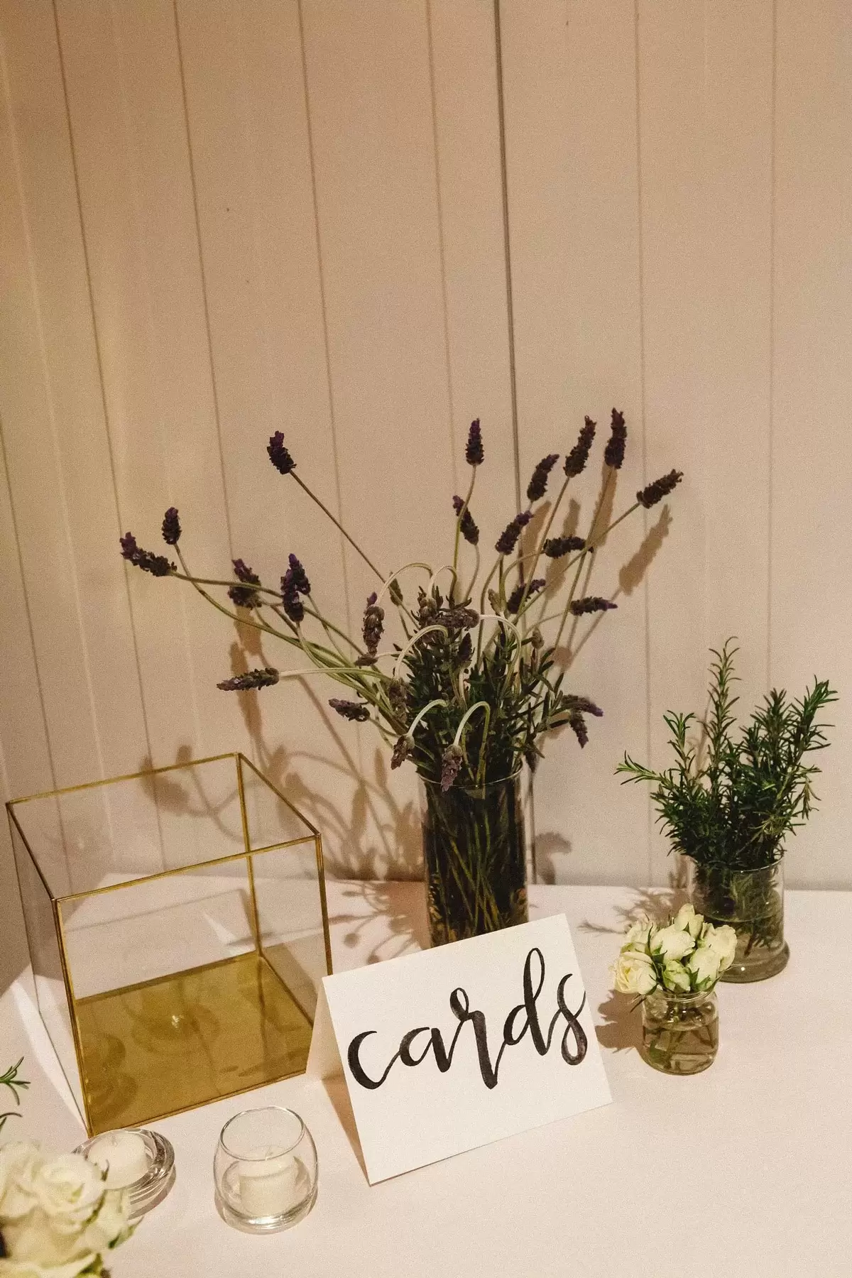 organic wedding with lavender gift table