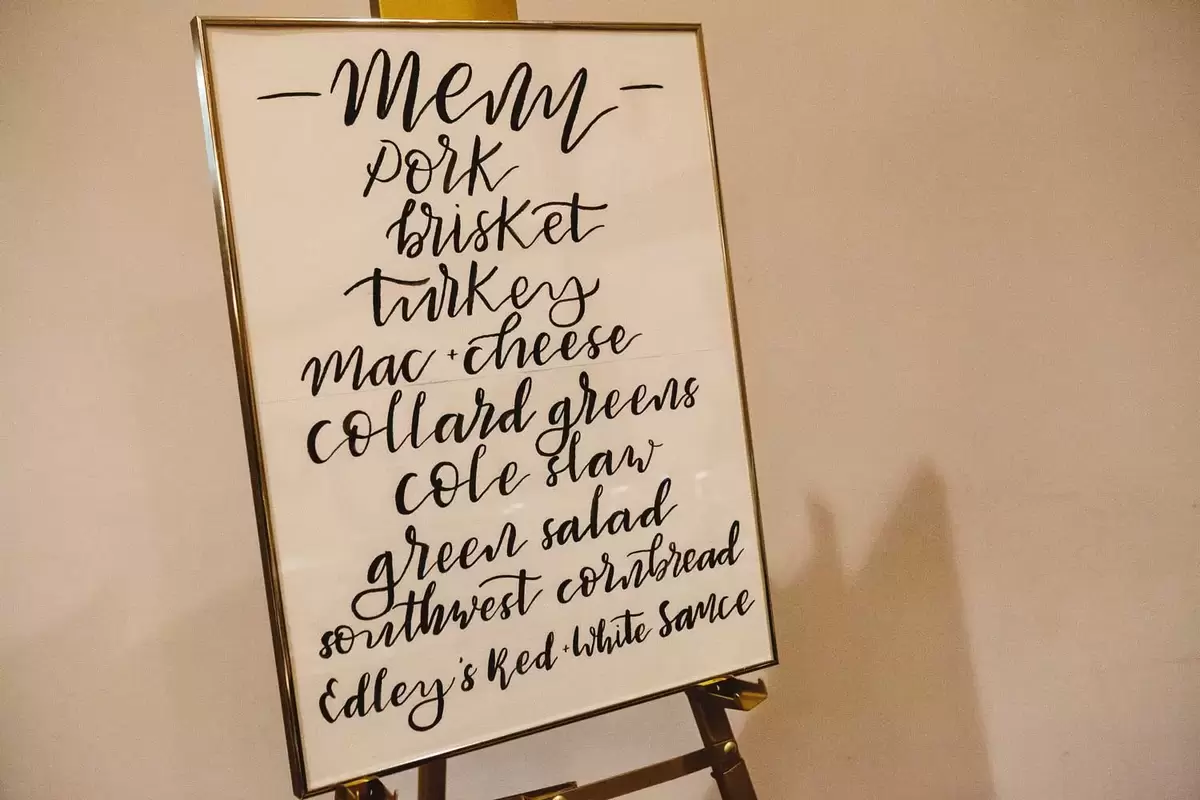 organic elegant wedding hand lettered menu