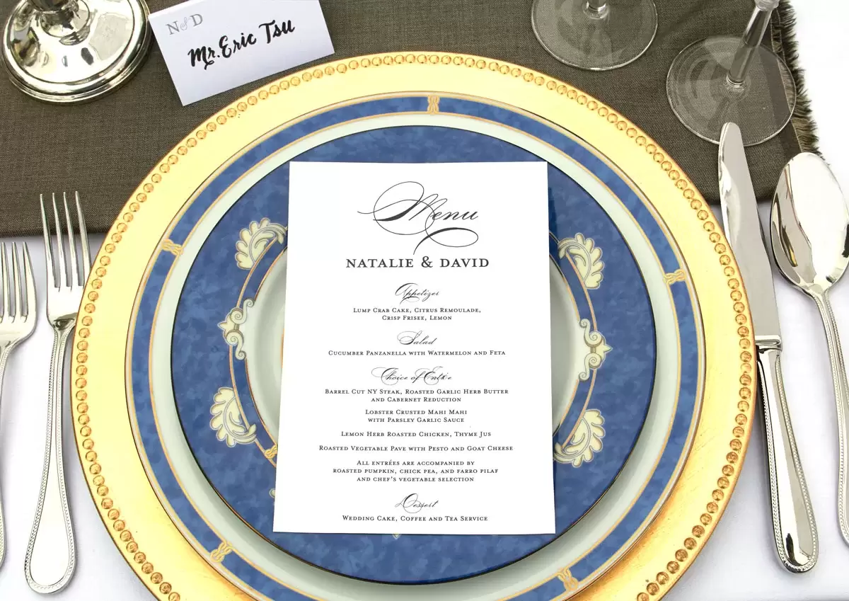 wedding tablescape with menus