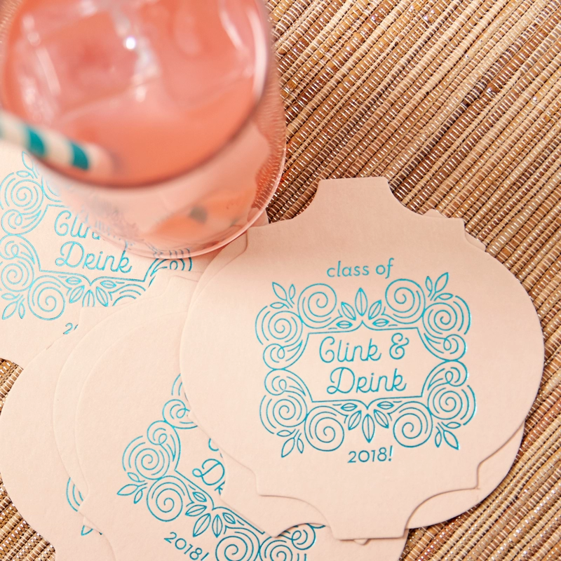 graduation party coasters that are foil stamped