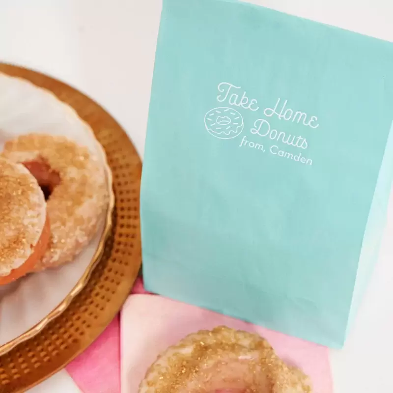 glitter donuts in custom party bags for graduation favors