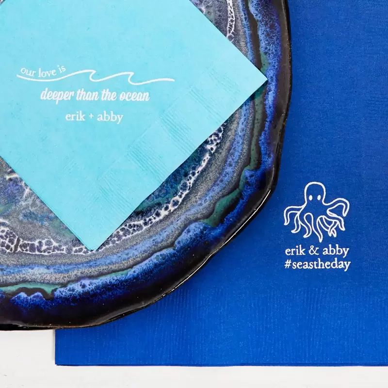 wedding napkins with hashtag