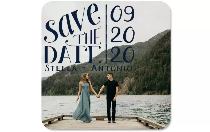 save the date wedding coaster with engagement picture