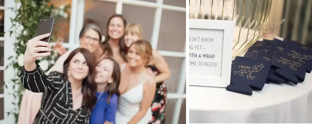 wedding selfie shot with personalized doozies