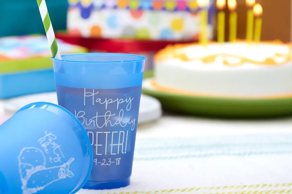 custom designed birthday party cups