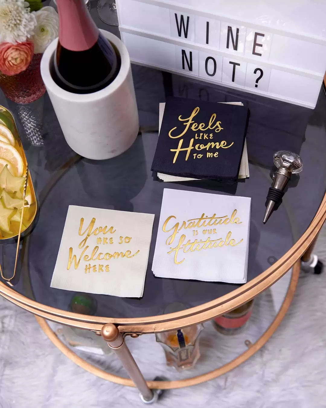 wine accessories to put on a bar cart and to give as gifts for wine lovers
