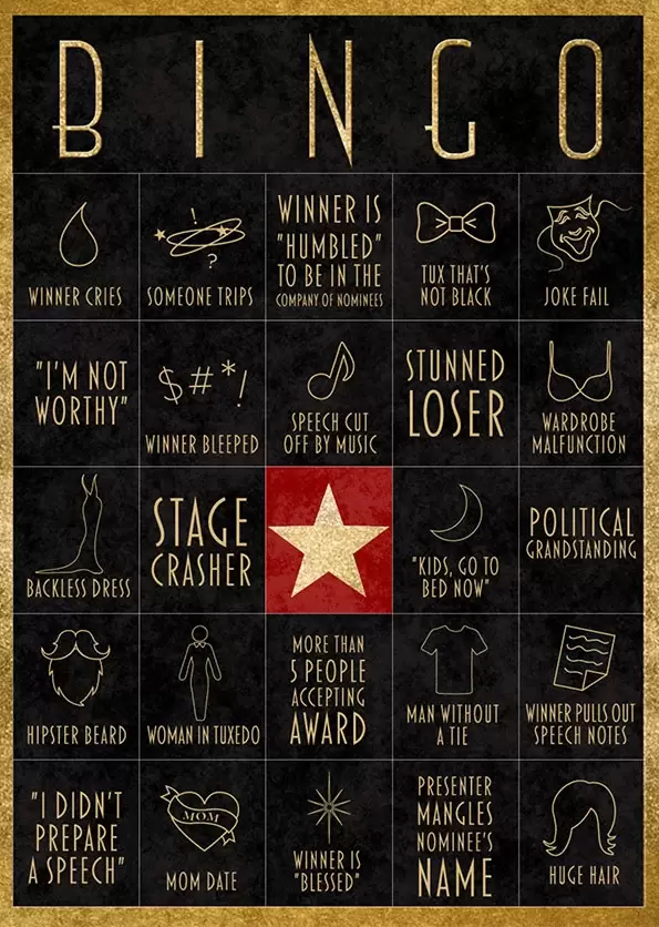 Awards Watch Party Bingo Game by Evite