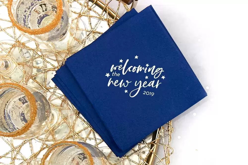 personalized New Years cocktail napkins