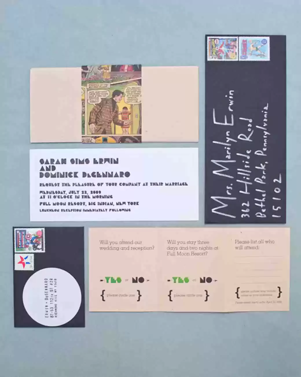 comic book ultra theme wedding invitations