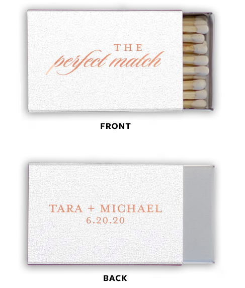 custom Classic Perfect Match wedding matchboxes
