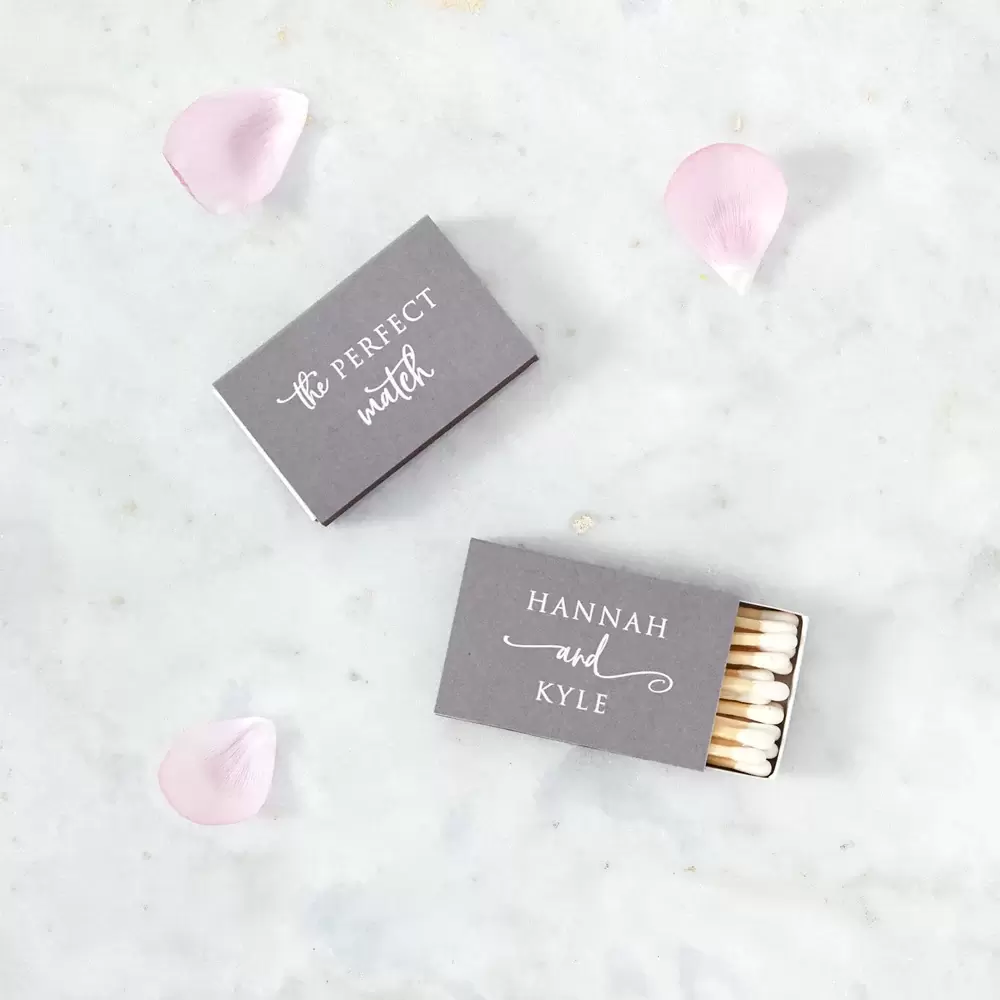 personalized Stacked and Swirled wedding matches