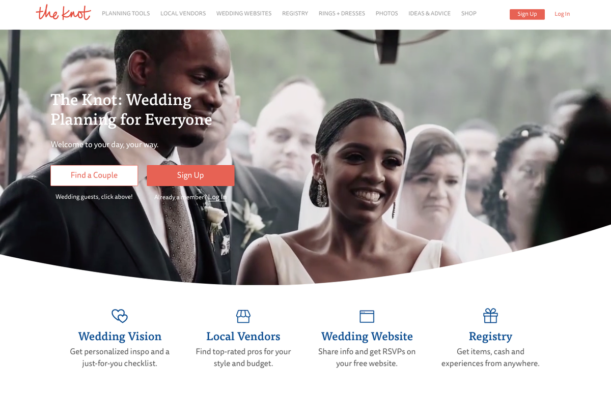 the knot wedding planning website