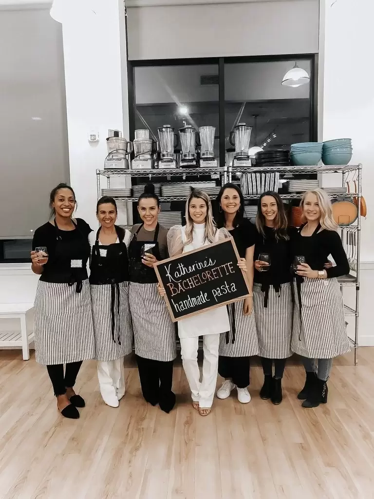 pasta making class at bachelorette weekend