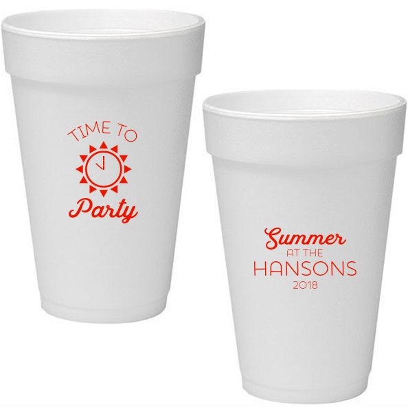 personalized styrofoam cups for summer hosting