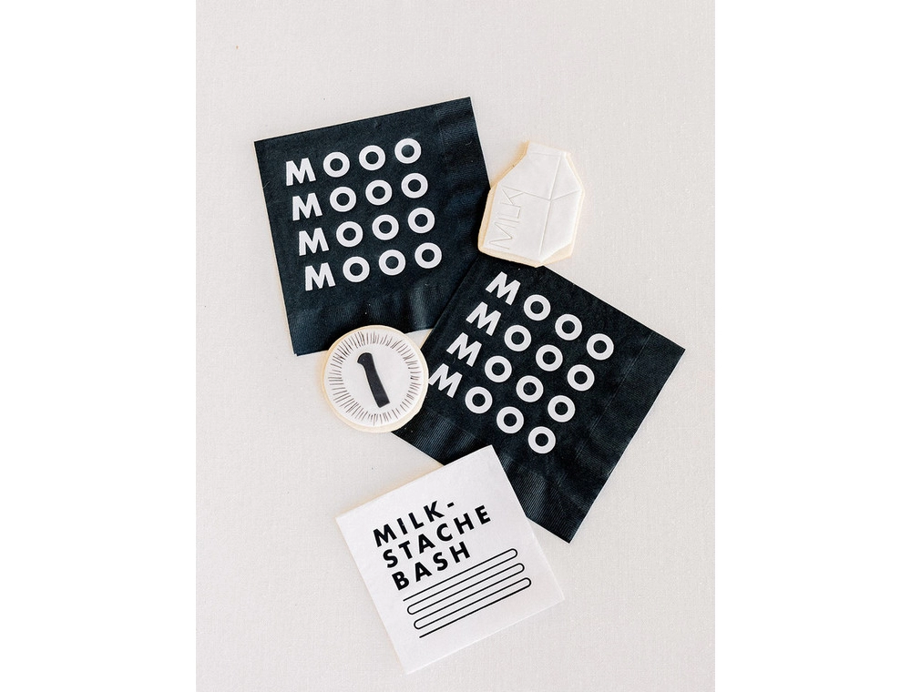 custom designed party accessories for milk themed kids' party