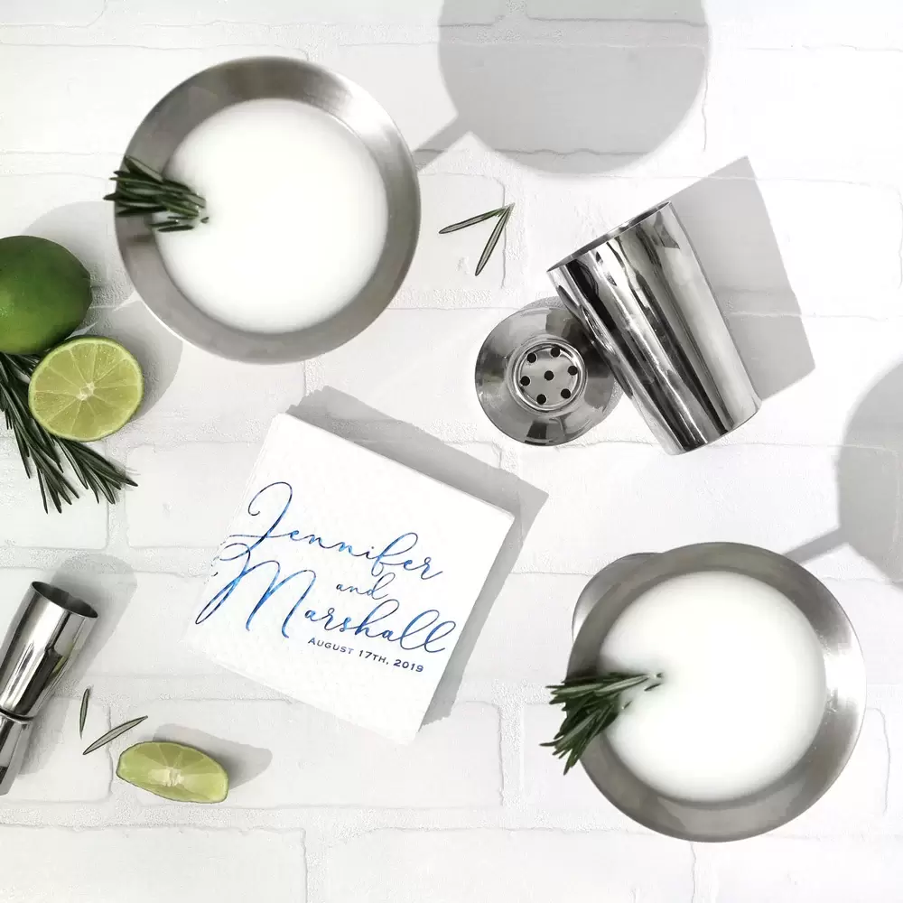 custom designed cocktail napkins with basketweave texture