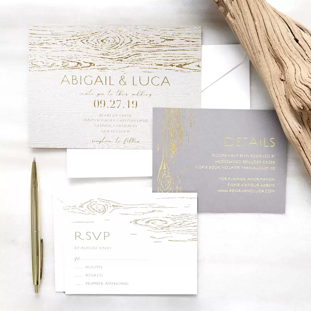elegant Modern Rustic wedding invitations 